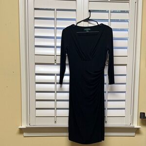 Ralph Lauren Faux Wrap Black Long Sleeve Dress
